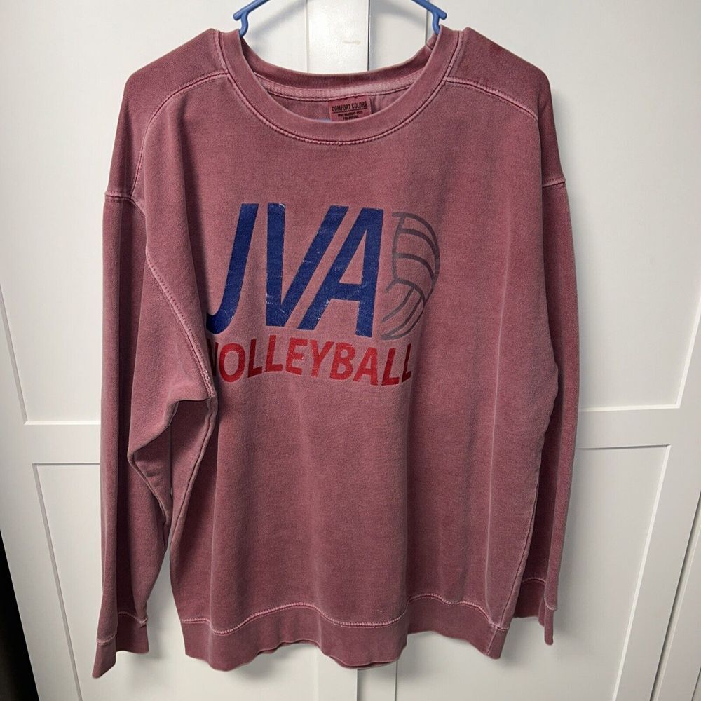 Comfort Colors JVA Volleyball Womens Pink Sweatshirt Pullover Size Large